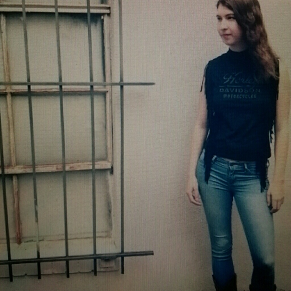 NWOT Harley Davidson Faux Suede Tank With Fringe